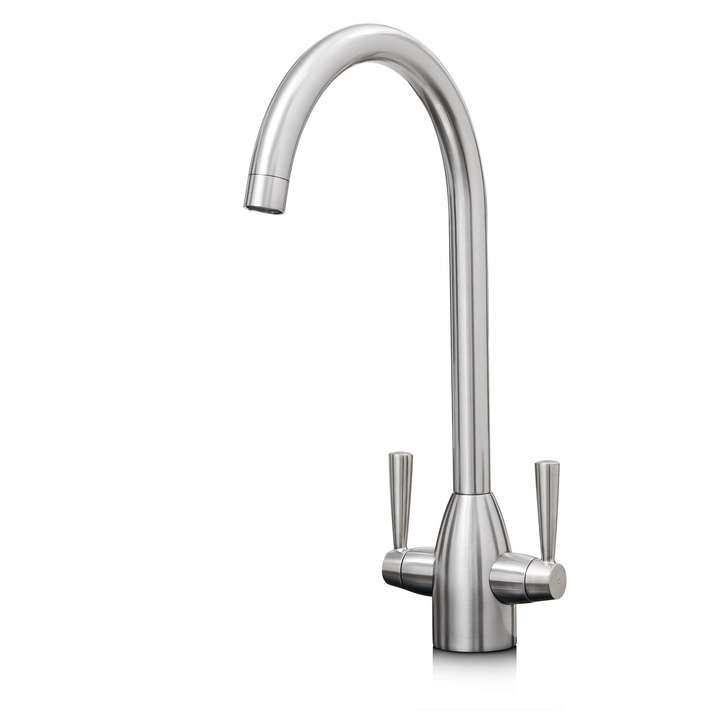 Vigo Modern Twin Lever Kitchen Tap in Brushed Nickel Finish