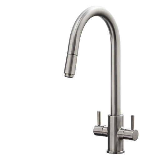 Valencia Modern Pull Out Kitchen Tap in Brushed Nickel Finish